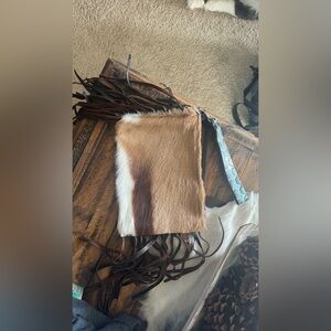 Fringed Brown and White Fur Clutch